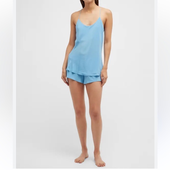 NWT Olivia Von Halle Bella Silk Camisole and Shorts Set in Azure Size L - Picture 3 of 12
